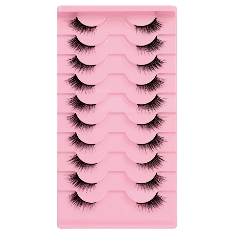 

10 Pairs False Eyelashes Half Lashes Strip Natural Wispy Faux Mink Lashes