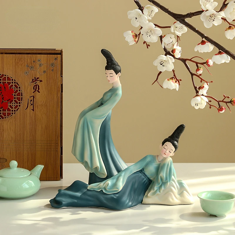 

Chinese Resin Cultural and Creative Antique Ladies Artistic Ornaments Living Room Home Decorations Holiday Gifts