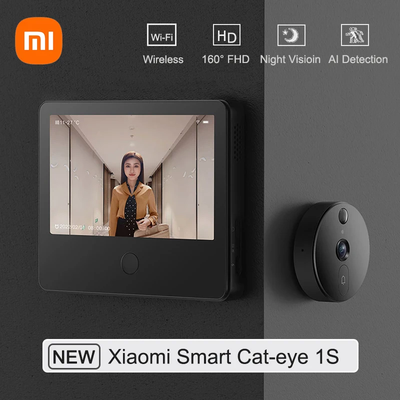 

Видеодомофон Xiaomi 1S, умный кошачий глаз, беспроводной, 1080P HD, камера ночного видения с обнаружением движения