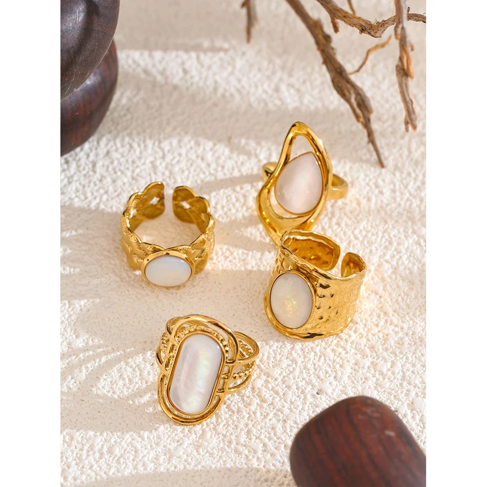 Yhpup Stainless Steel Geometric Open Ring