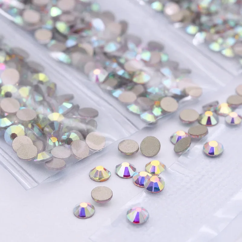 20-Color Glitter Glass Nail Art Rhinestones Set - 1440pcs Shiny 3D FlatBack Gems