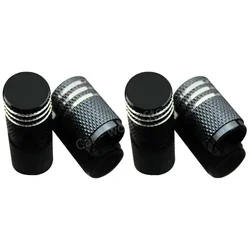 Set of 4 Premium Aluminum Alloy Car Tire Valve Caps - Universal Dust Covers (Black)