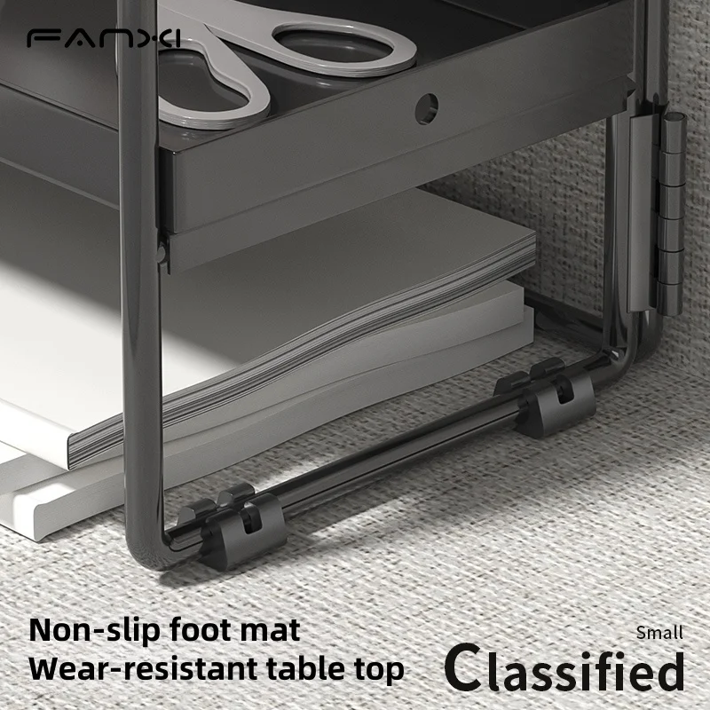 Storage Tray Integrated Folding Rack Desktop Organizer With Two Storage Trays