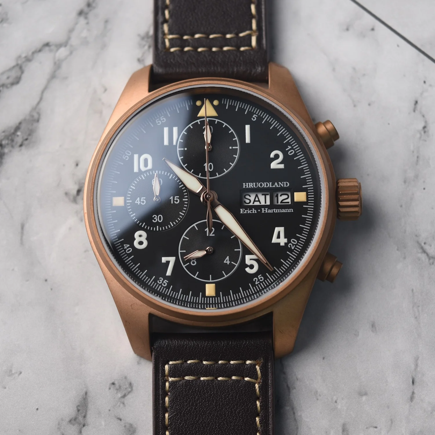 Hruodland 2025 New Men Quartz Watches 6S00 Retro Sapphire Crystal Waterproof 100M Chronograph Pilot Reloj Hombre 5