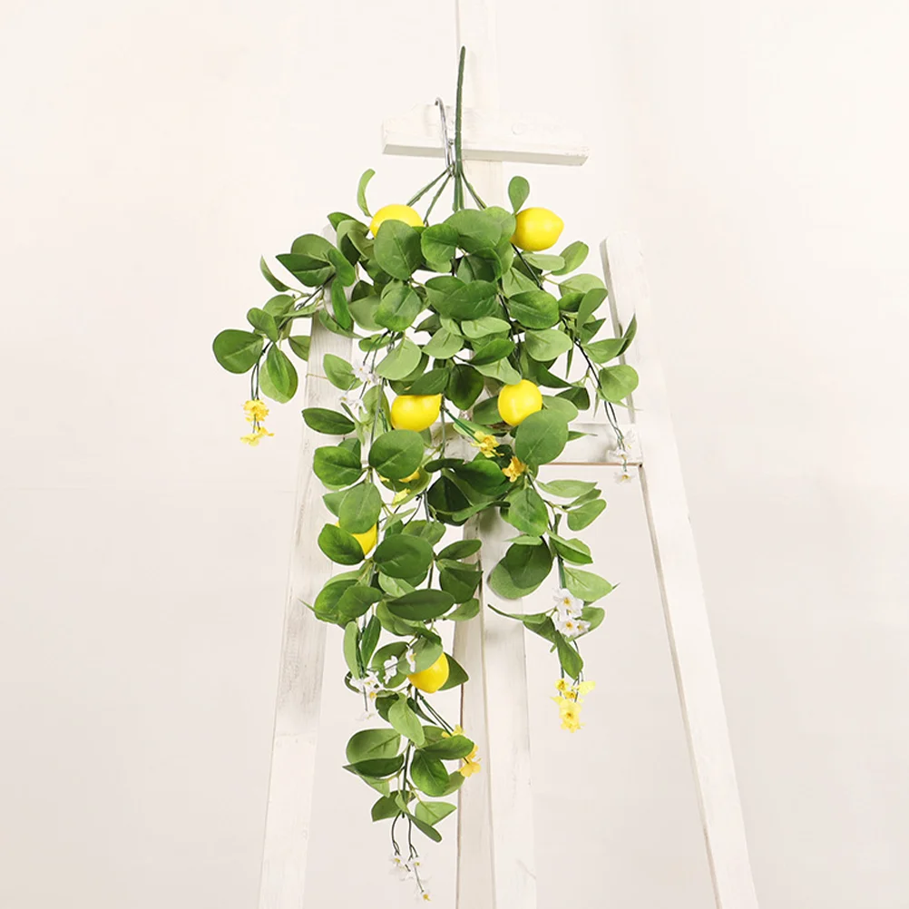 Artificial Plants Artificial Lemon Branch Yellow Fake Lemon Leaves Branch With Green Leaves Fake Bouquet Hanging Decor