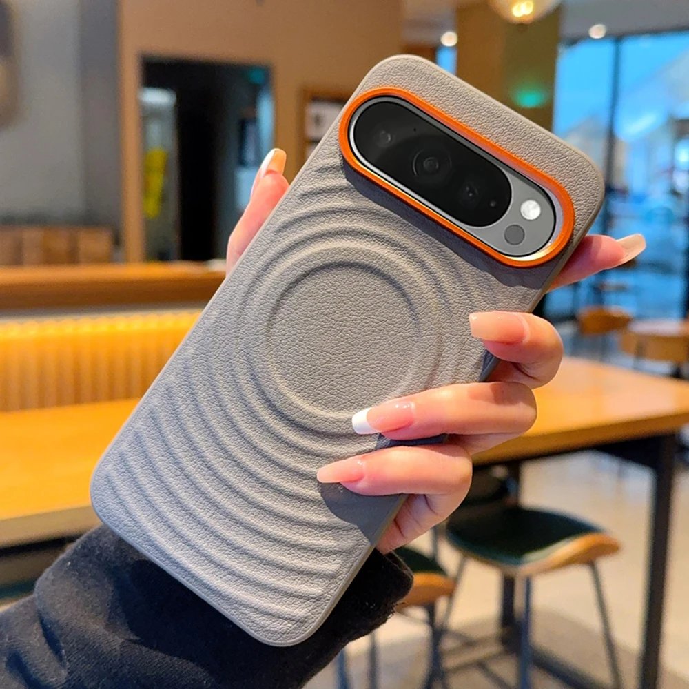 Solid Color Ripple Textured Magnetic Anti-Fingerprint Phone Case