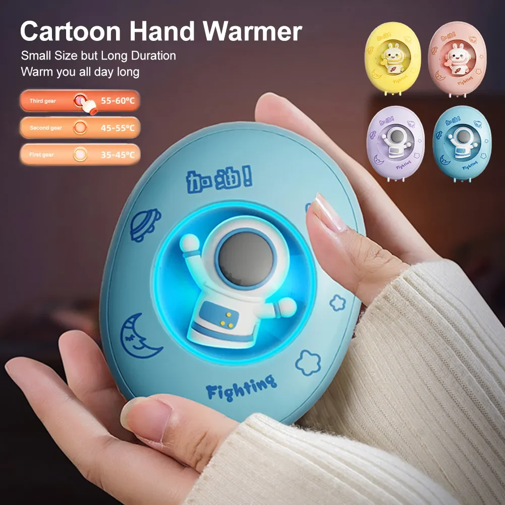 1200mAh Cartoon Hand Warmer Mini Portable USB Rechargeable Hand Warmer 3 Level Heating Night Light With String Winter portable hand warmer