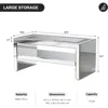 Mirrored Coffee Table with Mirror Crystal Board, Glass Rectangle End Table Coffee Tea Table with 2 Tier for Living Room Bedroom 5