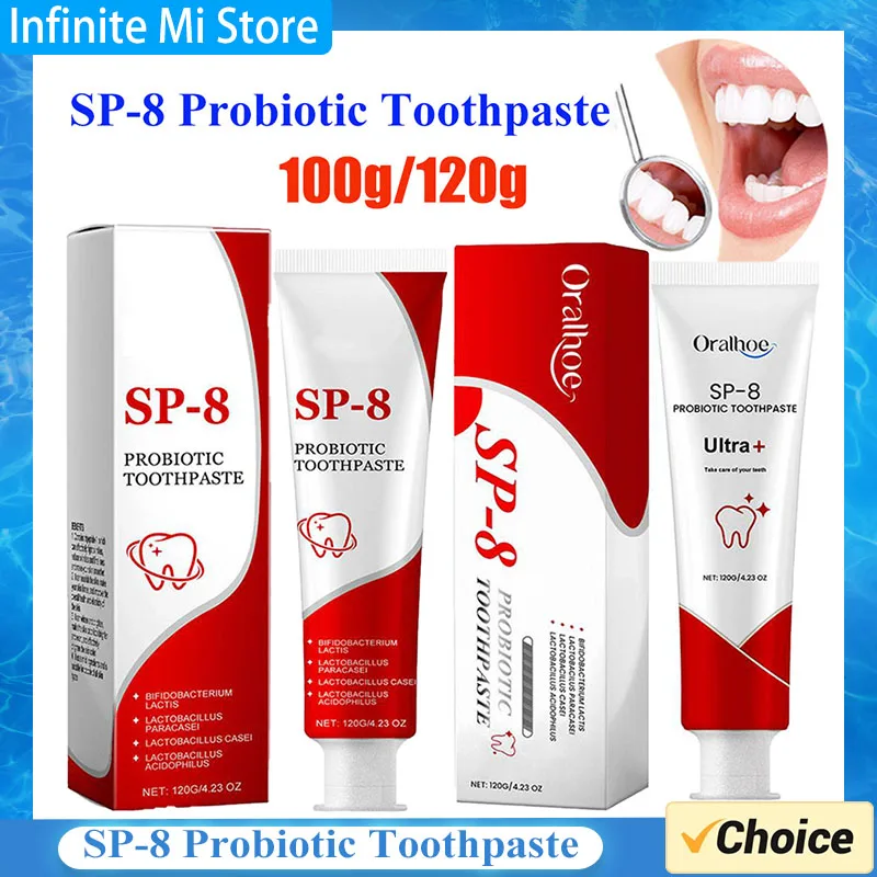 Teeth Whitening Product SP-8 Probiotic Toothpaste Whitening Tooth Remove Plaque Stains Teeth Whitener Oral Hygiene Clean Fresh Breath Dental 100g/120g