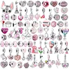 Pink Series Mom Hearts Flower Crown Cupcake Charm Bead Fit Original European 925 Silver Bracelet DIY Jewelry Key Chain Accessory 1