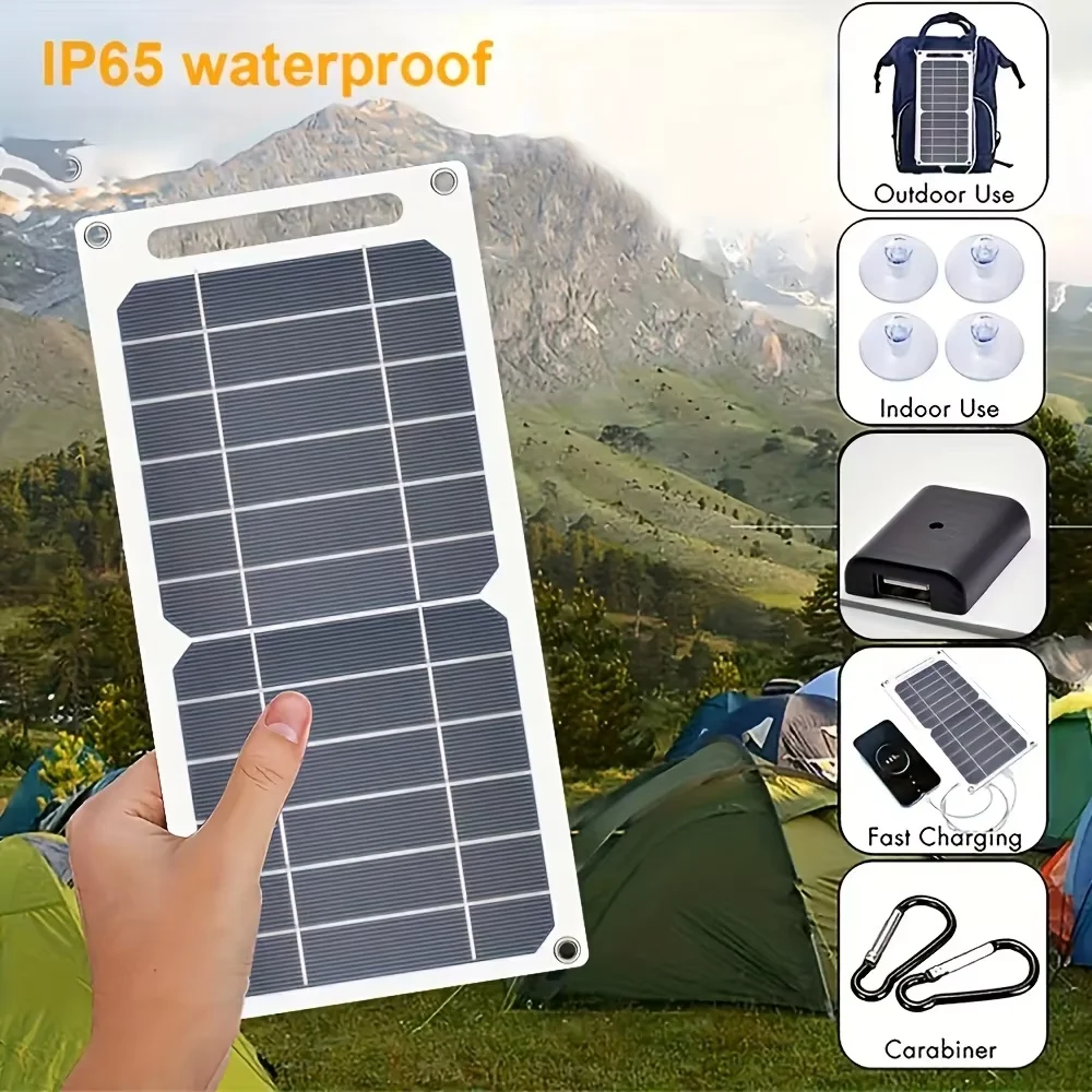 Portable Solar Charger with USB Port for Outdoor Adventures, Fast Charging for Phones and Power Banks