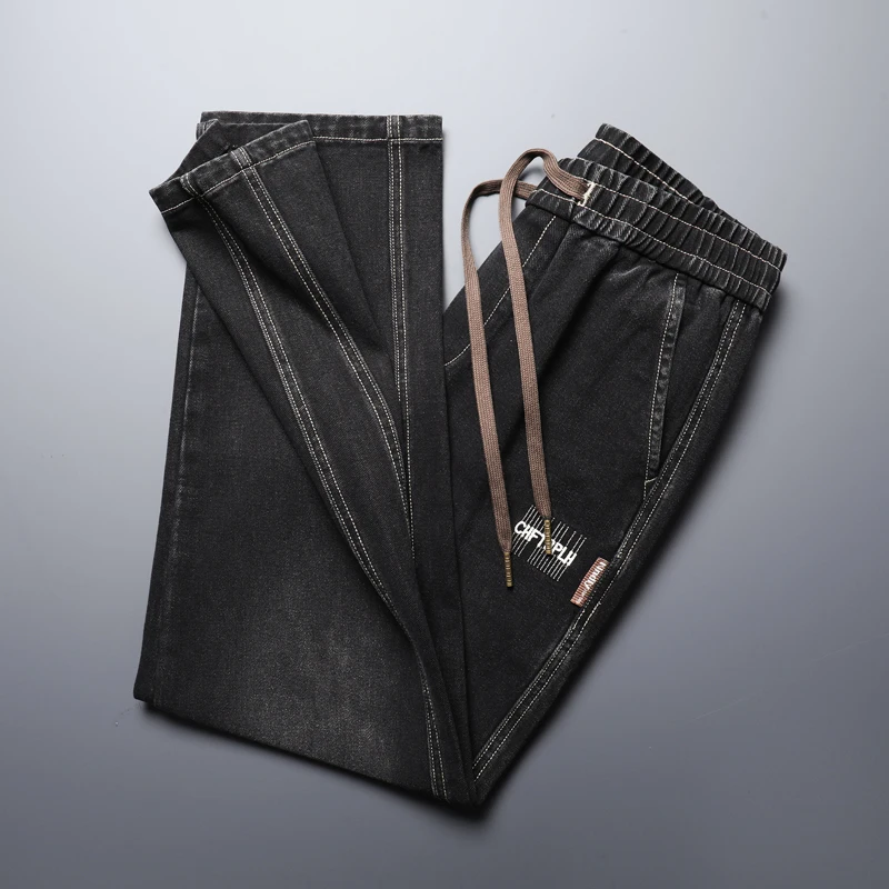 Vintage Jeans Men's Autumn New Straight Loose Fashion Pants Casual Wide Comfortable Elastic Waist Denim Trousers Male Streetwear 6