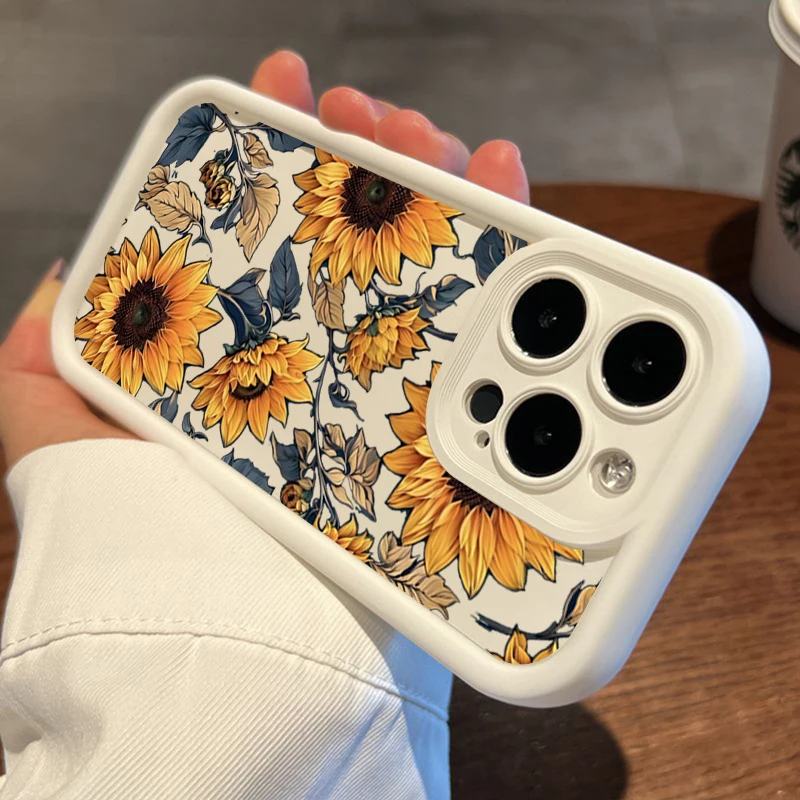 Sunflowers Printed Matte Phone Case - Soft Bumper Cover with Vibrant Floral Design