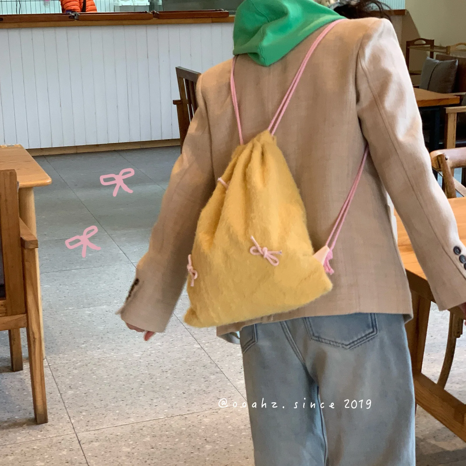 

Summer Causal Nylon Women Travel Backpack Solid Color Thin Belt Drawstring Backpack Niche Design Y2k Small Shoulder Female Bag