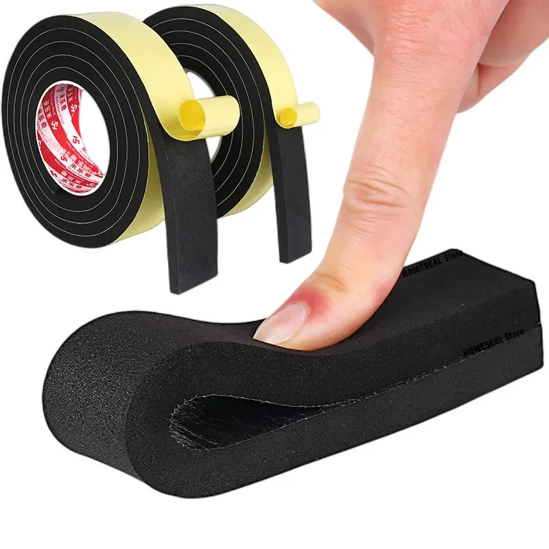 Black Single-Sided EVA Sponge Foam Tape - Soundproof Cushioning & Super Sticky Rubber (10M)