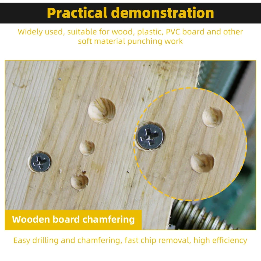 1/3PCS Hexagonal Shank Six-Blade Woodworking Chamfering Tool Carbon Steel Sandblasting Chamfering Knife Hole Opener Countersink