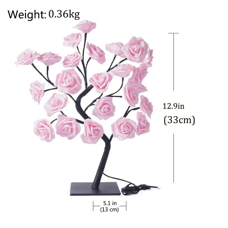 LED Table Lamp Rose Flower Tree USB Night Lights Home Decoration LED Table Lights Parties Xmas Christmas Wedding Bedroom Decor 2
