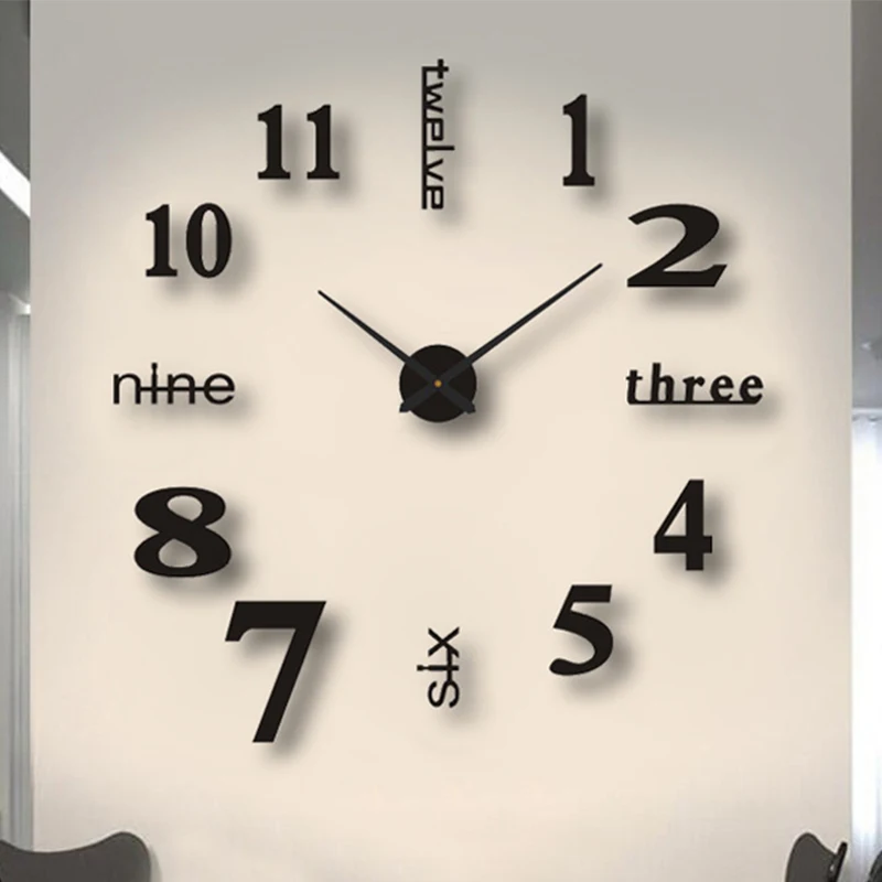 3D Roman Numeral Wall Clock Modern Design DIY Digital Wall Clocks Acrylic Mirror Watches Sticker for Home Living Room Decoration
