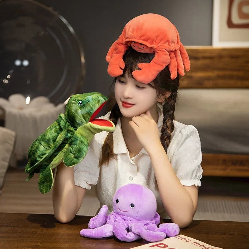 Hand Puppet Shark Octopus Lifelike Stuffed Marine Animals Fish Bird Fox For Kids Adult Pretend Playing Dolls