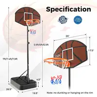Basketball Hoop 5.6-6.5 FT Height Adjustable for Kids w/ Shatterproof Backboard 2