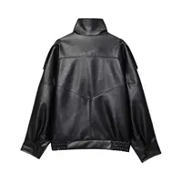 TFMLN 2025 femmes Faux cuir veste ample haute rue col montant à manches longues manteau mode casual fermeture éclair vêtements d'extérieur automne hiver 6
