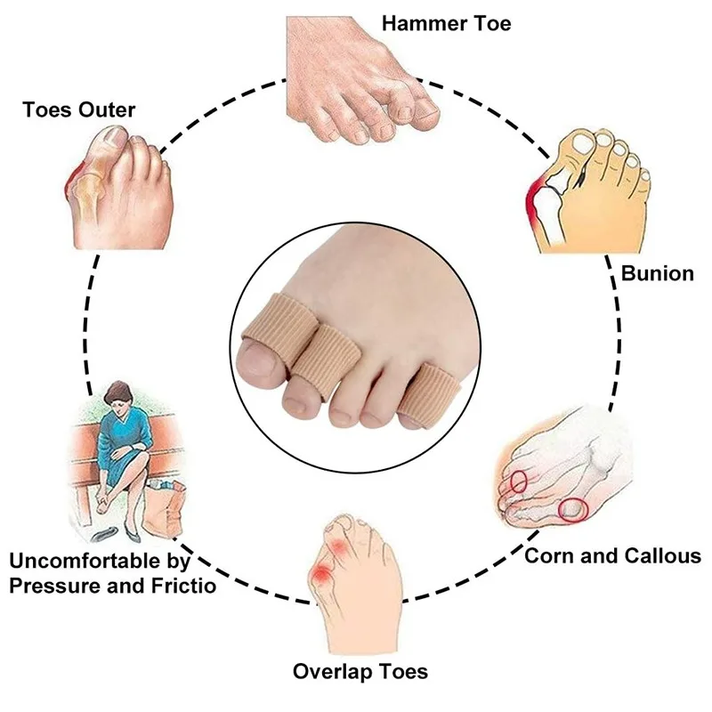 Gel Toe Cover Elastic Fibre Finger Protective Tube Toe Protection Pipe Reduce Friction Silicone Foot Protector Feet Care Parts Best Sellers In Shoes