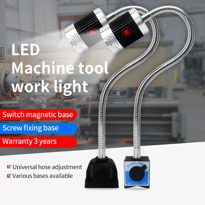 Led Machine Tool Light 3W 6W 9W Long Arm Hose Workshop Working Lights Magnetic / Screw Base Super Bright Industrial Lamp Led Work Light