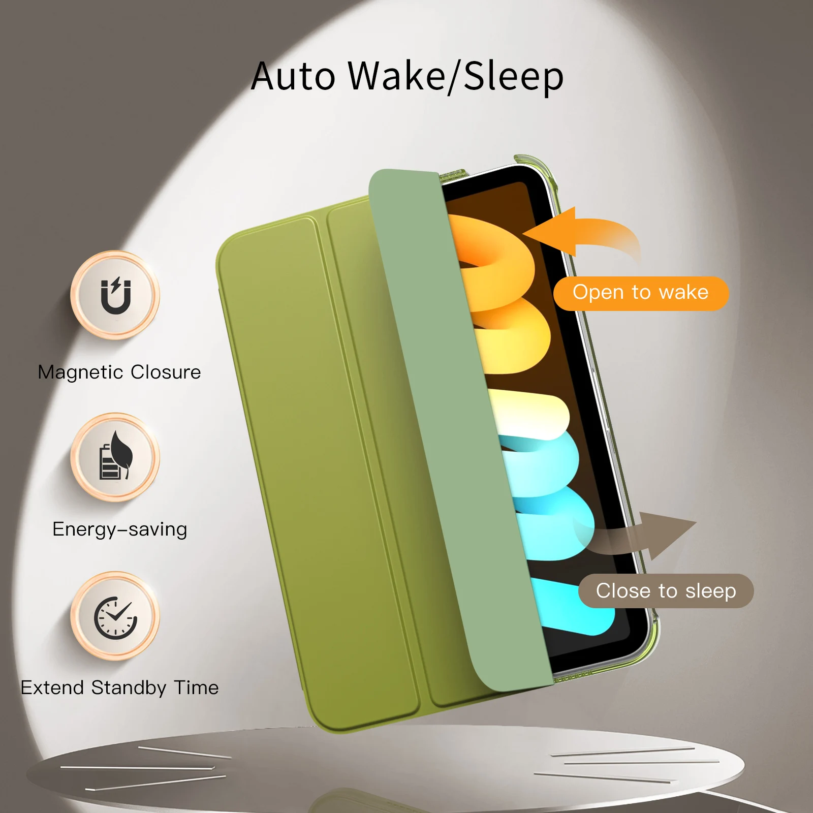 Sleek Slim Stand Case with Translucent Hard PC Back and Auto Wake/Sleep Feature