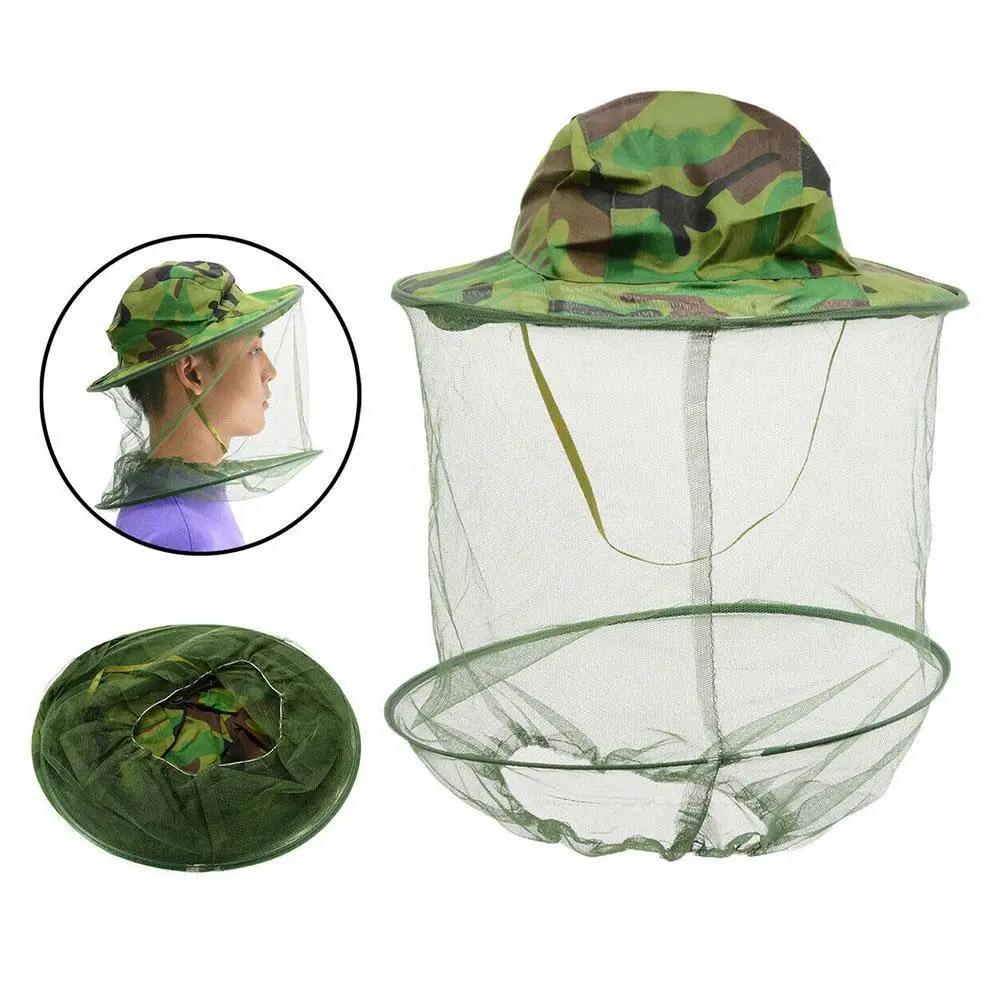Bee Keeping Protective Bee Hat Anti bee Layer Head Camouflage Hat-Veil Combo Bee Hat Bug Mesh Mask Beekeeping
