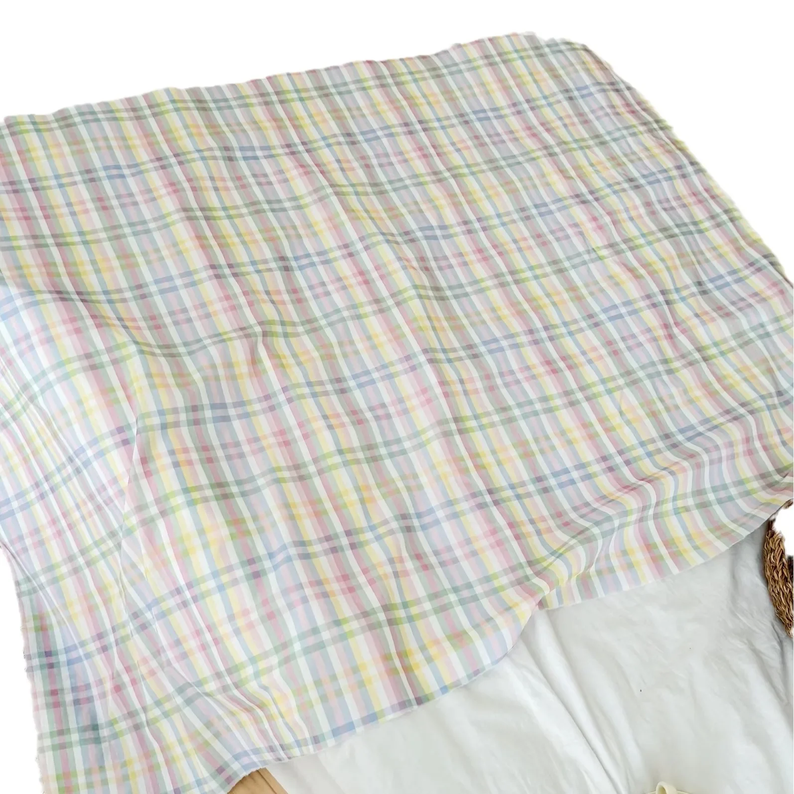 Colorful Plaid Pure Cotton Printed Fabric Handmade DIY Dress Home Clothes Children's Clothing Material Soft Comfortable Fabric