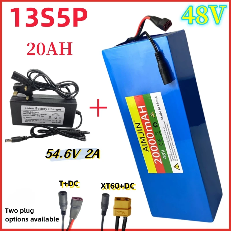 

New 13S5P 48V 20Ah 18650 Lithium Battery Pack+Built In BMS 500-1000W Electric Bicycle Battery+54.6V 2A Charger