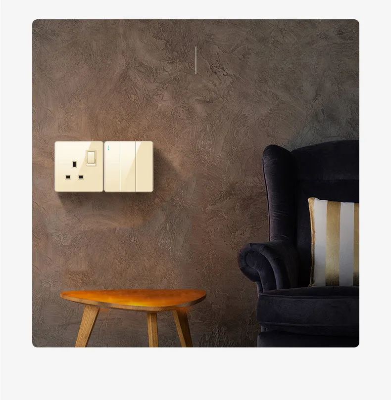 UK wall socket USB gold glass detail