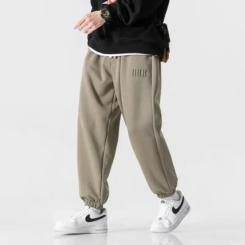 Men's Jogger Pants Baggy Gray Loose Wide Sports Sweatpants Men Harem Pocket Black Sportswear Cotton Trouser Male Large Size