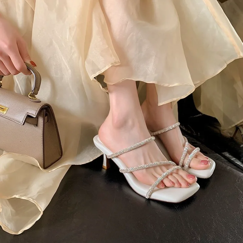 

2023 Hot Sale Ladies Shoes Socket New Solid Color Women's High Heels Summer Pumps Square Toe Shoes Female High Heels