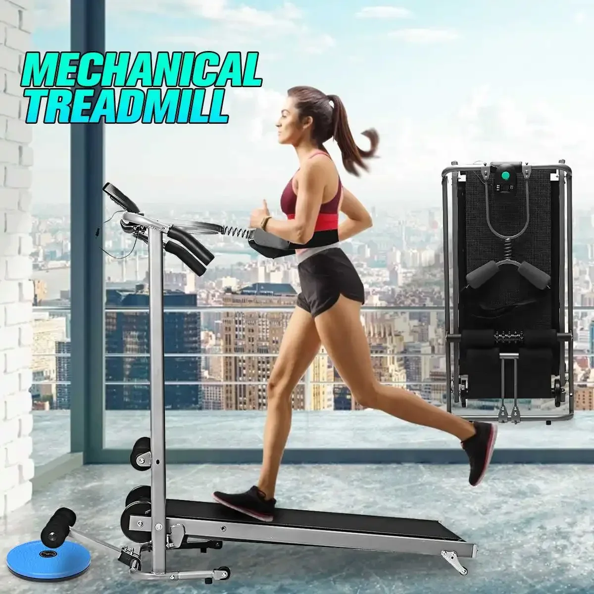 Folding Treadmill Motorized with Wide Running Belt & Resistance Bands for Home Gym Cardio Training, Steel Frame Foldable Design