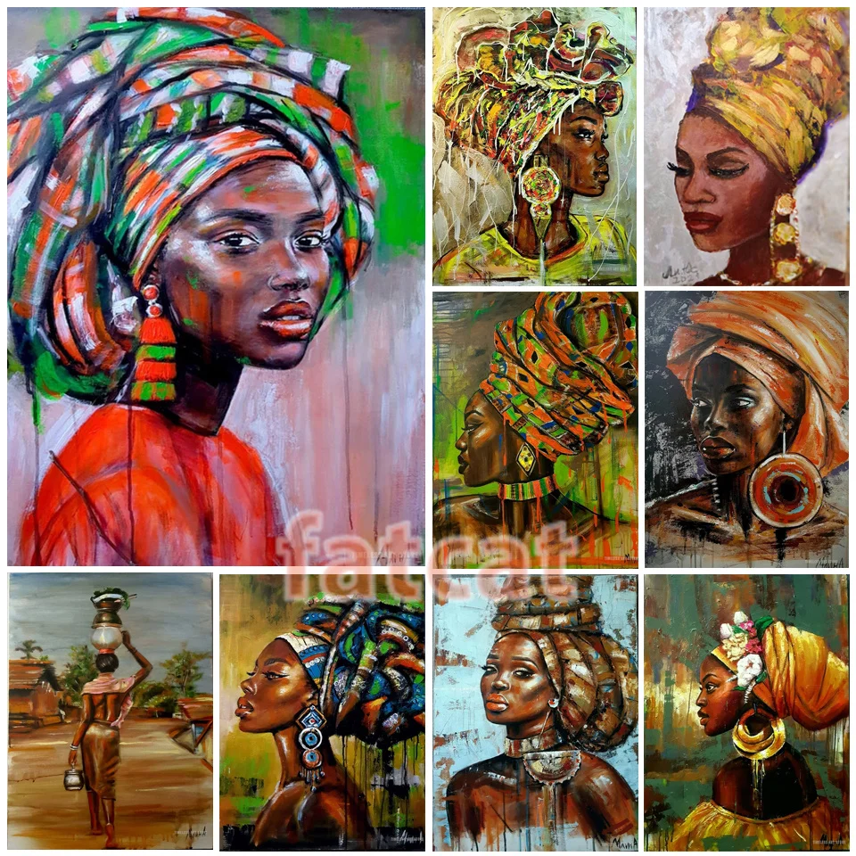 

Diamond painted Cross Stitch Mosaic Black African woman Graffiti African girl wall art Diamond embroidery home decor WE213