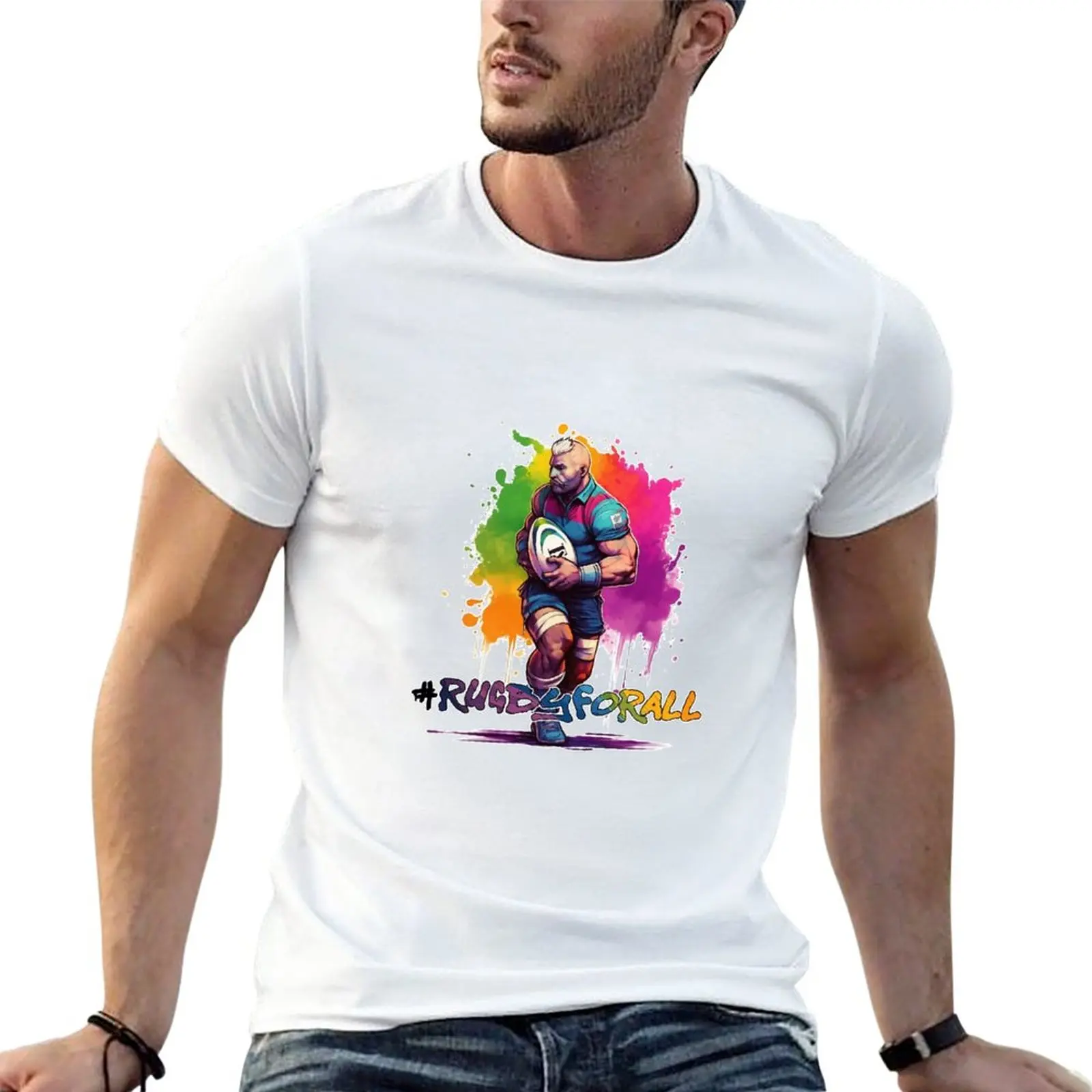 

New Gay Rugby Player 3 with #RugbyForAll text T-Shirt tops graphic t shirt plus size t shirts tshirts for men