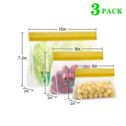 Eco-Friendly Reusable Silicone Leakproof Food Storage Bag (3Pcs 03)