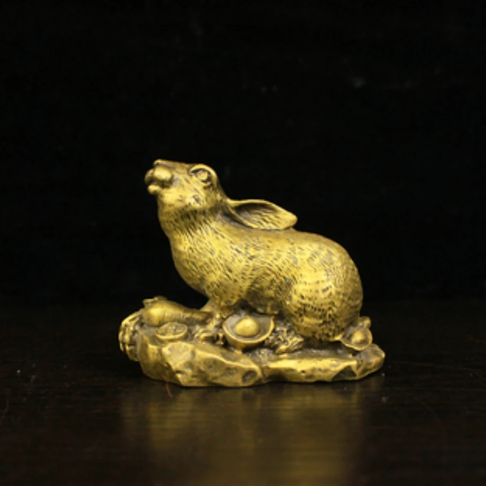 

Chinese Zodiac Radish Rabbit Fortune Happiness Unique Decorative Design Of Home Crafts Pure Brass Ornaments Antique Collection