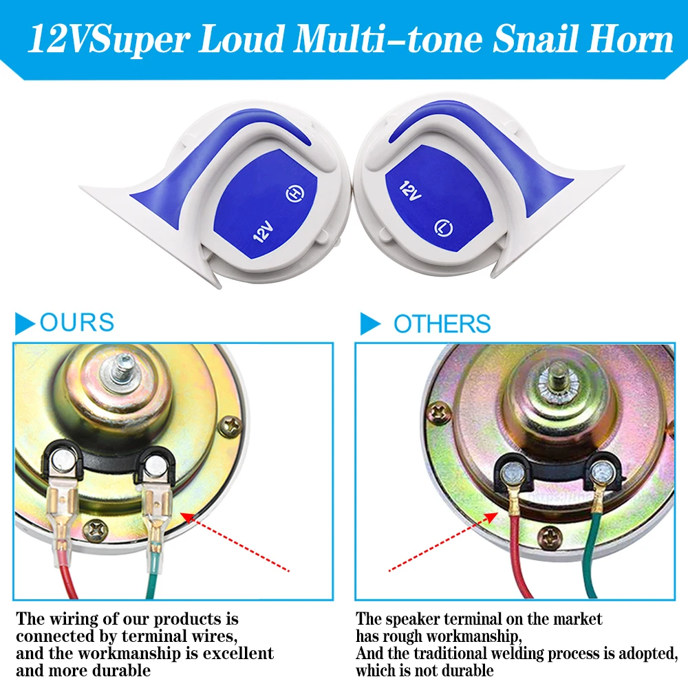 12V Speakers Automotive 115DB Horn Auto Speaker 18 Voice Electric Siren Loud Air Snail Horn 18 Sounds Home Security Alarm Car Siren Horn Car Air Horn