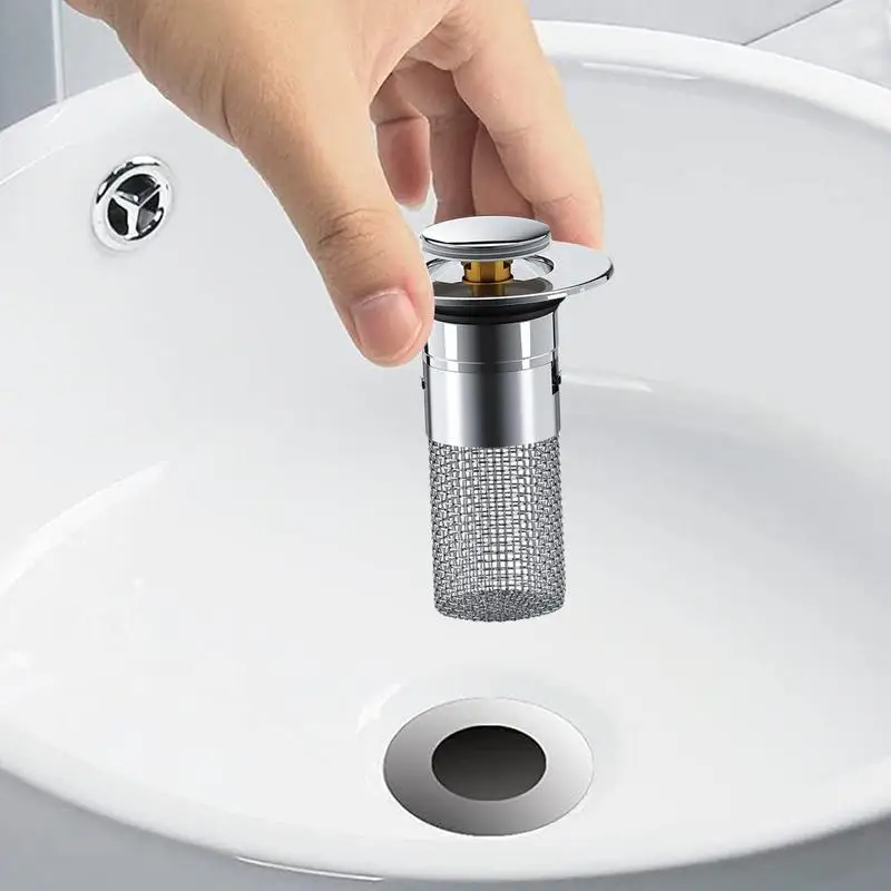 Pop-Up Sink Drain Plug Pop Up Bathroom Drain Stopper Sink Plug Anti Clogging Bathtub Converter With Hair Catcher For 1.3-1.5