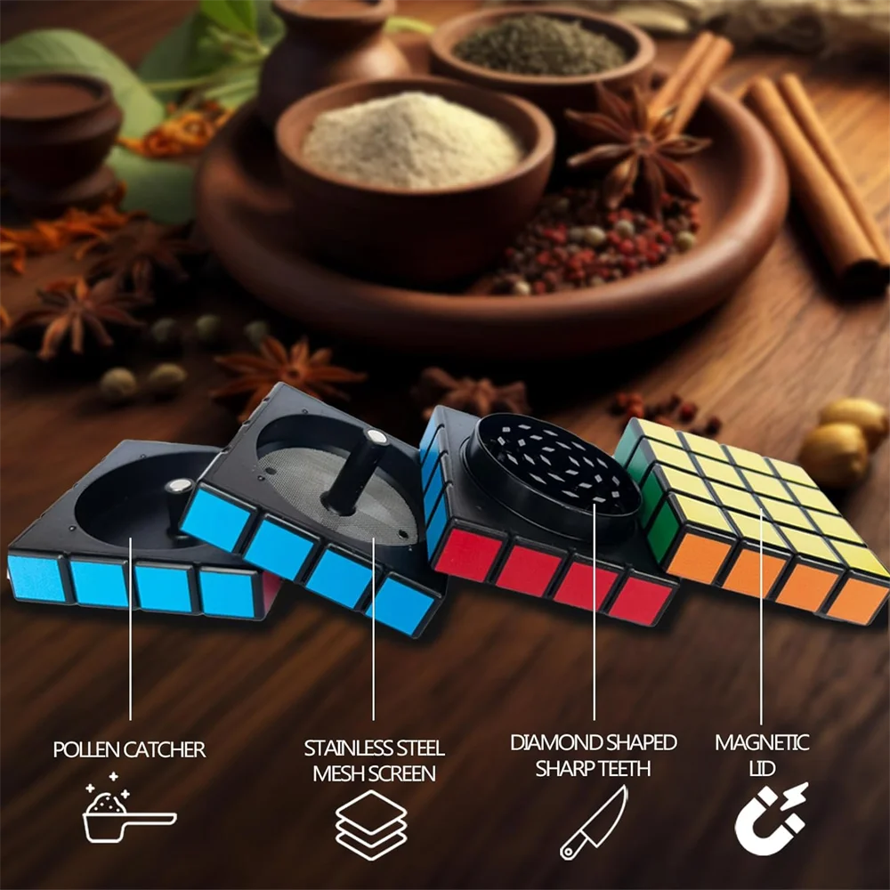 Magnet Magic Cube Four Layers Grinder Multifunctional 1.8Inch Magic Cube Grinder Cigarette Shredder Spice Crusher herbal grinder,herb grinder,tobacco grinder,spice grinder