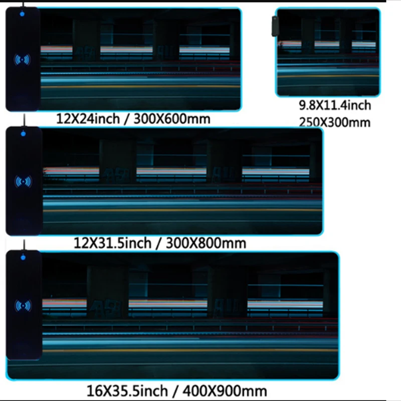 15W Wireless Charging Mouse Pad Gamer Non-slip Custom Mousepad DIY RGB Luminous Desk Mat Computer Laptop Keyboard Glowing LED 6