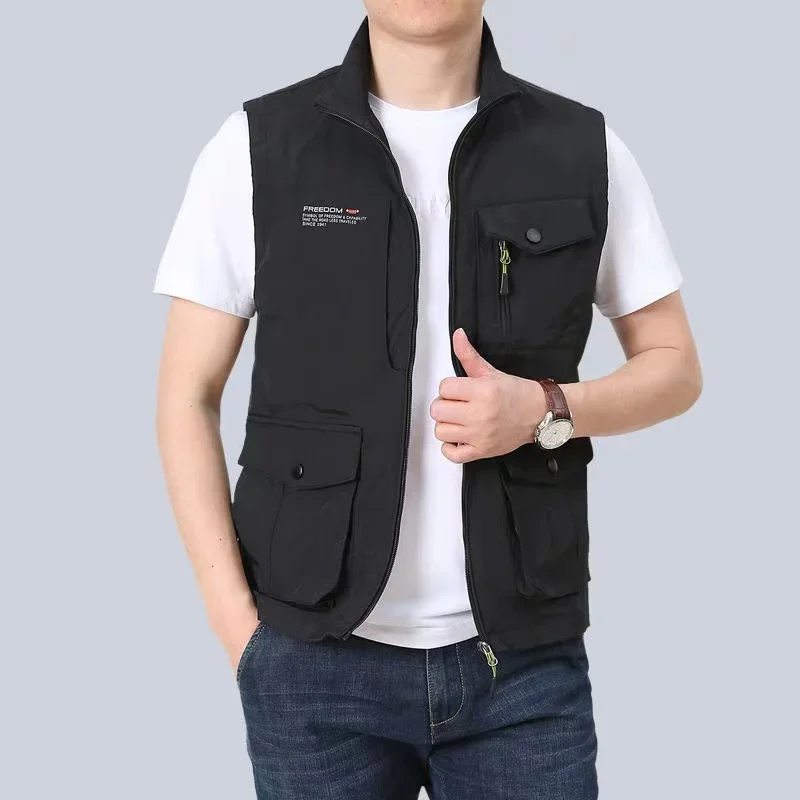 Spring/Summer Work Vest Men's Thin Multi Pocket Outdoor Wear Fishing Photography Tactical Tank Top Quick Drying Coat Camping