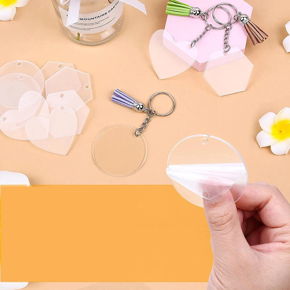 Lot De 144 Porte-clés Acrylique 2 Pouces - Blancs Transparents - Création DIY