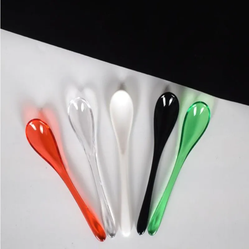Mini Acrylic Spoons for Children Tableware for Condiment Sugar Spice Ice Cream Spoon Transparent Dessert Spoons 10 PCs/Set plastic disposable spoon