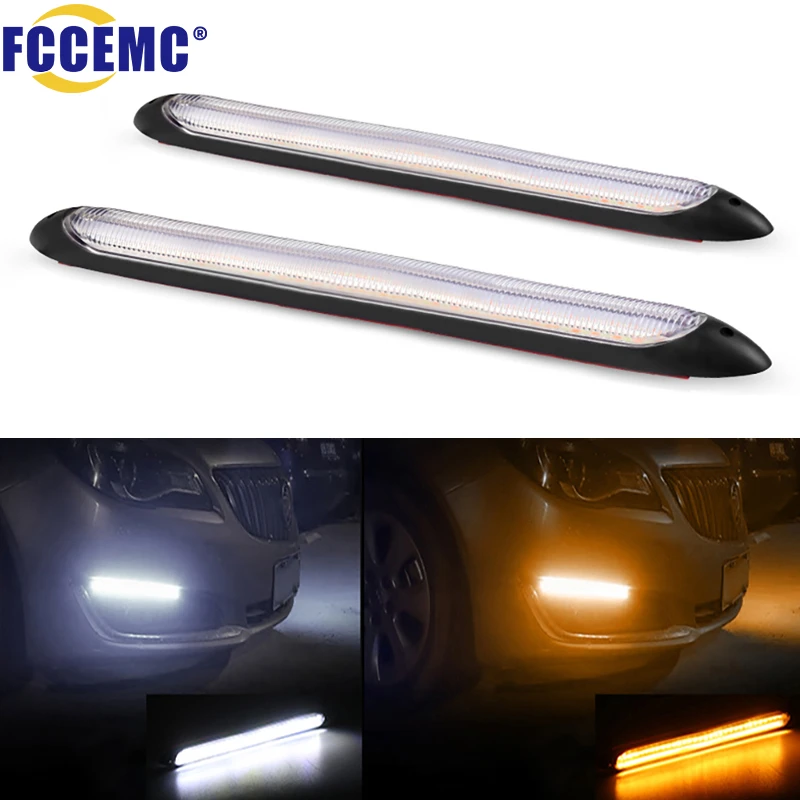 2pcs Led Car Drl Daytime Running Lights Waterproof Universal Dc 12v