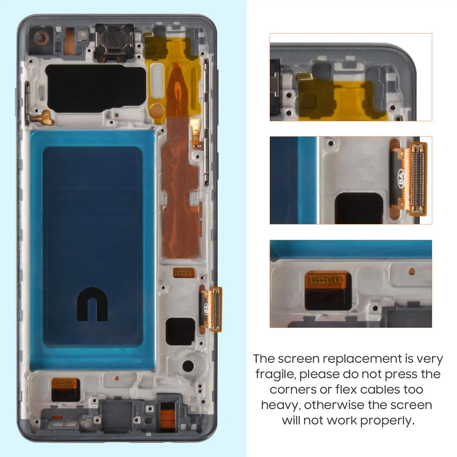 S10 Display Replacement Samsung Galaxy S10 Screen Replacement - 6.1" LCD Display With Frame & Repair Tools (Gold) Smartphone Repair Parts