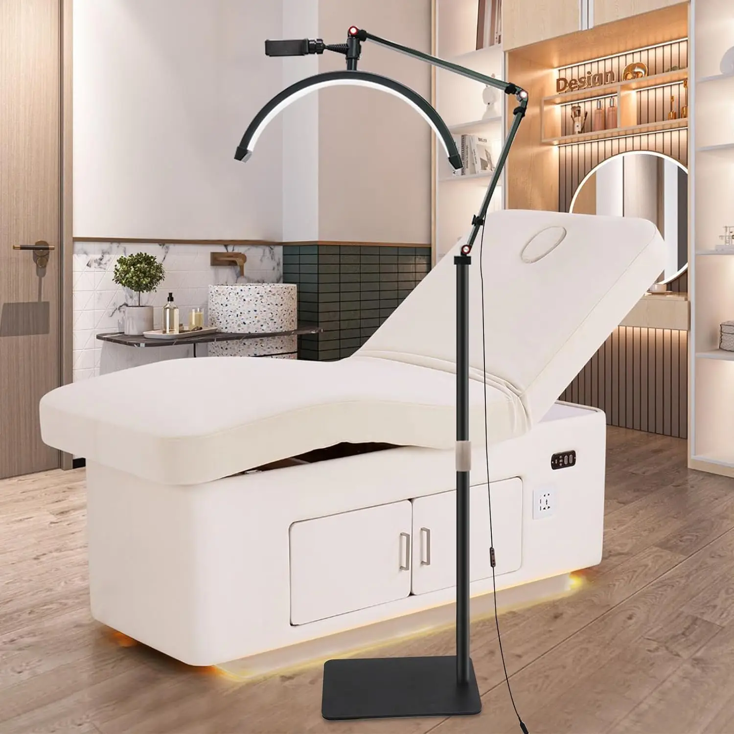 

20W Modern LED Moon Light Led Half Moon Beauty Lamp Ring Shade Floor Mounted Eyebrow Tattoo Beauty Salon Eyelash Extension Lamp