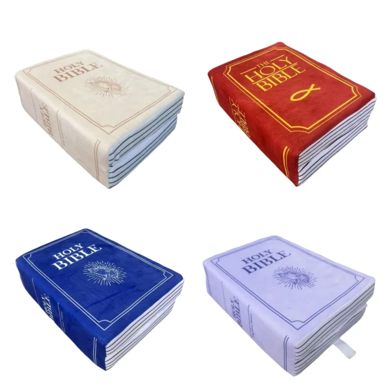 Bibelvers-Kissen, gemütlicher Glaube, Bibelkissen, christliche Heimdekoration, Bibelkissen, Buch, Plüsch-Überwurfkissen, realistisches Design für Sofa